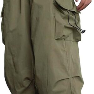Men's Baggy Cargo Pants Casual Parachute Cargo Pants Loose Fit Hip Hop Harem Pants with Pockets