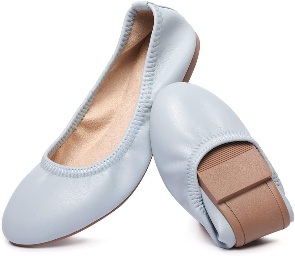 Women's Ballet Flats Round Toe Slip On Flats Shoes Casual Dress Shoes Foldable Portable Travel Ballet Flat