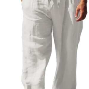 Mens or Womens 100% Cotton Trousers with Elastic Waist & Out-Drawstring for Yoga Pants & Beach Wear