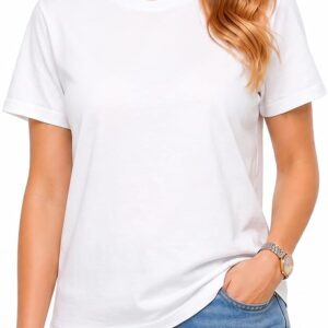 Women's 100% Cotton T-Shirt Regular Fit Crew Neck Short Sleeve Summer Tee