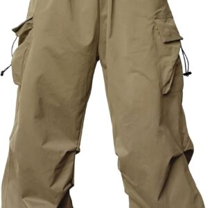 Men's Baggy Cargo Pants Trendy Casual Parachute Pant Loose Fit Harem Joggers with Pockets for Streetwear