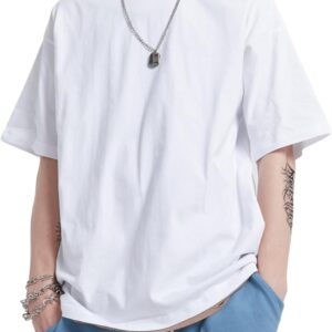 Mens  T-Shirts Fashion Loose Fit Crewneck Tshirt Streetwear Heavyweight Short Sleeve Gym Workout Tops
