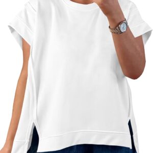 Womens Oversized Short  T-Shirts Tops Summer Loose Tee | Side Slit,Crew Neck,Casual Loose Fit,  Shirts,