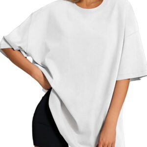 Womens  T Shirts Loose Fit Crewneck Short Sleeve Tops Summer Casual Blouse 2026 Y2K Basic Tee Beach