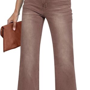Womens Flare Jeans High Waisted Wide Leg Baggy Jean for Women Stretch Denim Pants