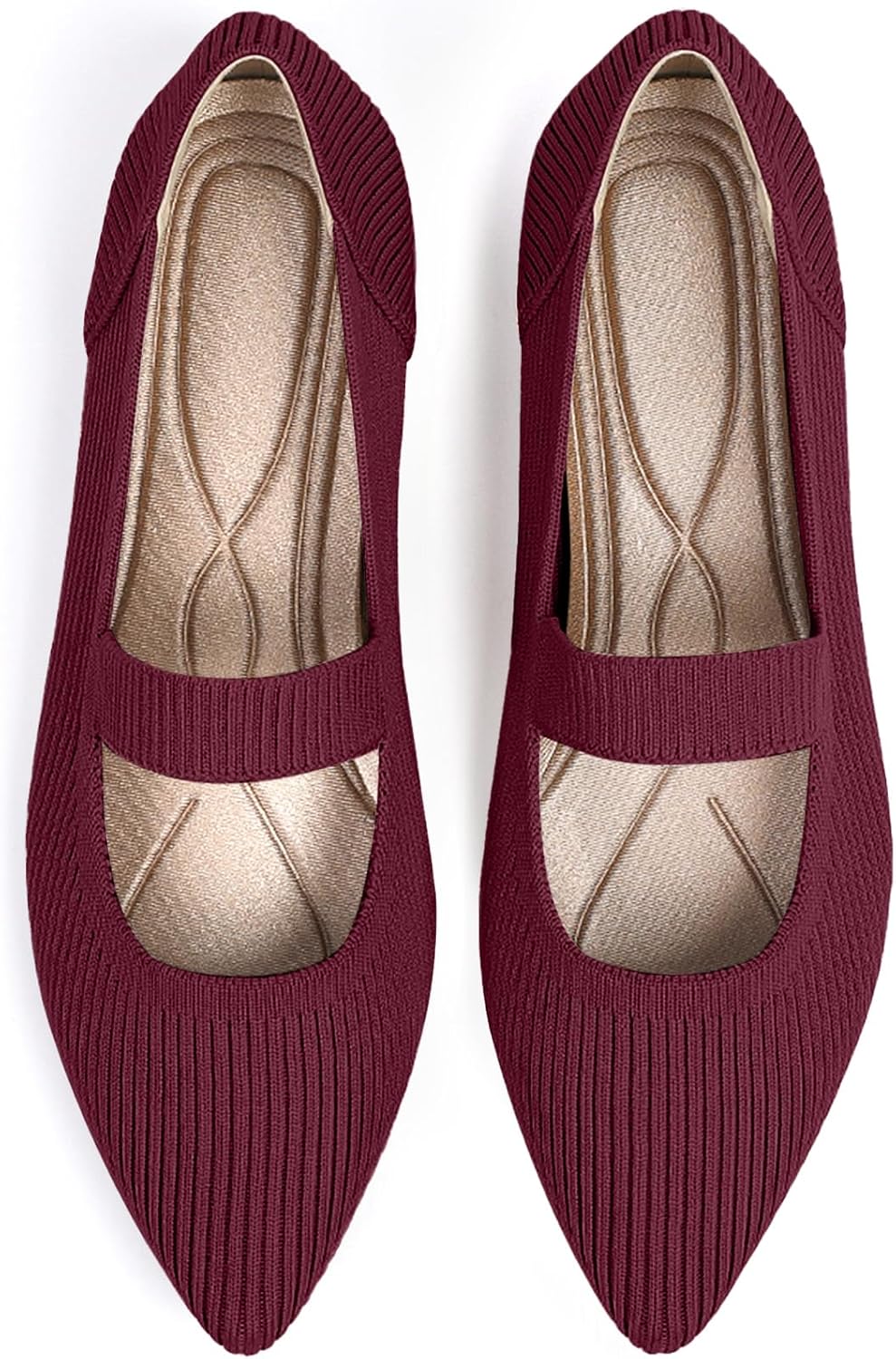 Women's Flats Shoes Pointed Toe Knit Washable Ballet Comfortable Dressy Flat