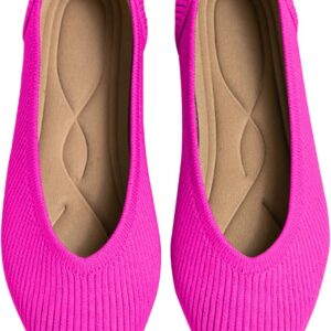 Women's Flats Shoes Pointed Toe Knit Ballet Comfortable Dressy Slip On Flat