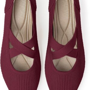 Women's Flats Shoes Pointed Toe Knit Washable Comfortable Dressy  Ballet Flat with Strap