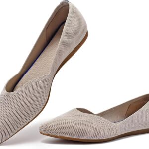Womens Flat Shoes Classic Pointed Toe Flats Knit Dress Shoes Soft Flats for Woman Comfortable Dressy